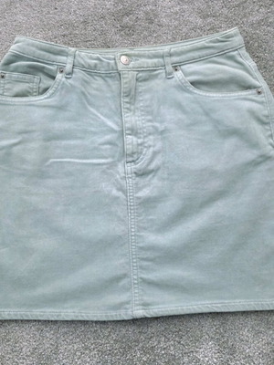 Mini velvet denim skirt cotton blend turquoise H&M new size 38