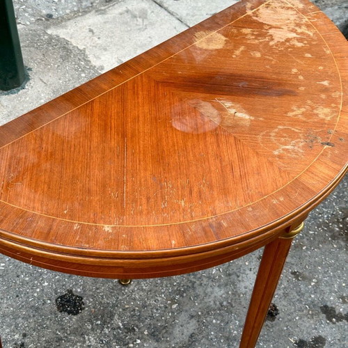 Console dining side table used, half-moon, dimensions 100x79 cm