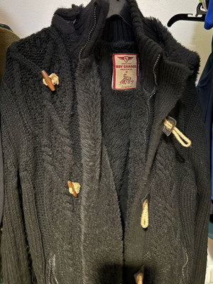 Roy Garage men's knitted jacket with hood used, black, size M