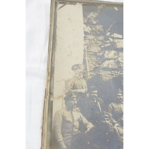 1918 Thick cardboard photo with Greek soldiers in Veria-Naousa used