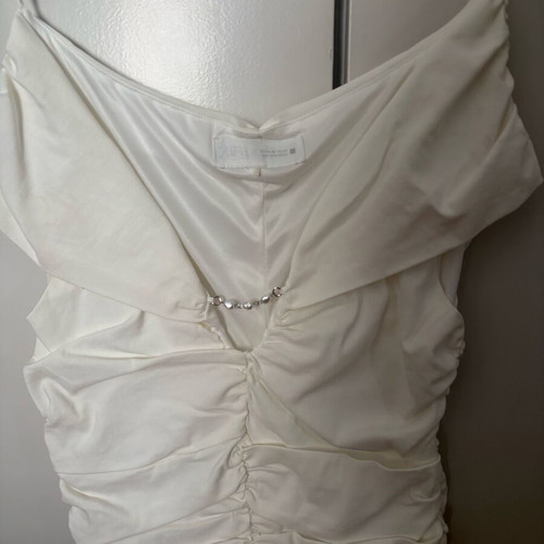 Zara ruffled off shoulder top with pearls size XS new