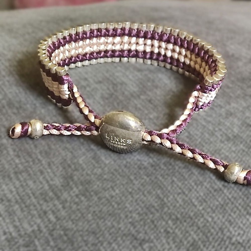 Links of London Friendship bracelet like new, purple-pink macrame