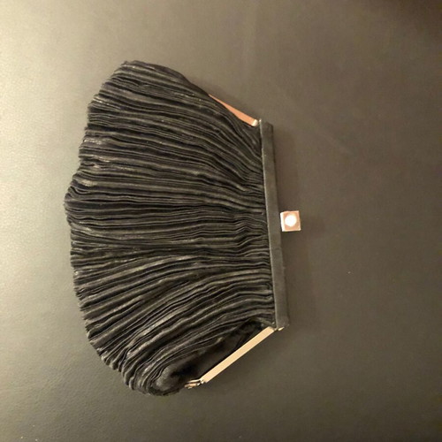 Black satin handbag with pleats used