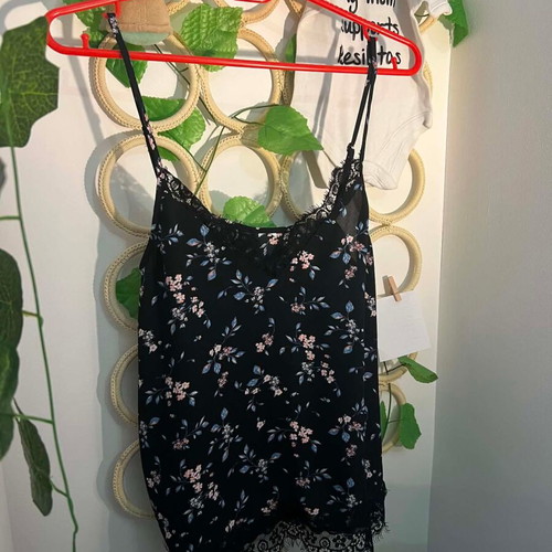 H&M women's summer blouse with lace details, like new, black, size S