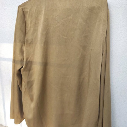 Vintage shirt mustard gold satin fabric with 70's collar used