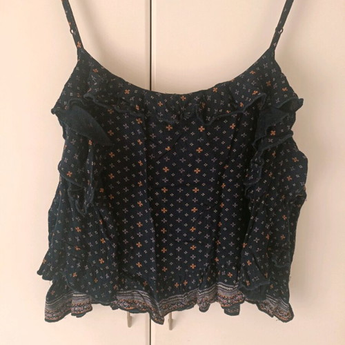 Women's top with straps and blue boho design, new