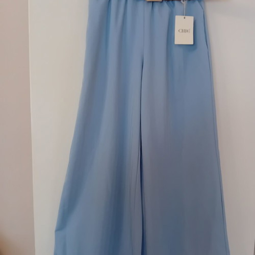 Chic blue pants with belt, size M