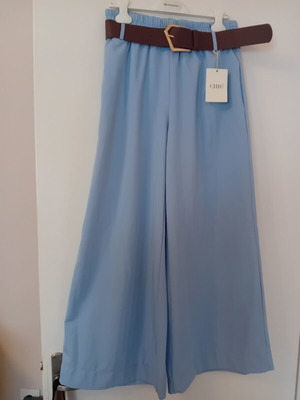 Chic blue pants with belt, size M