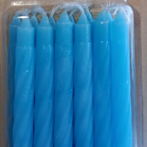 Blue spiral birthday candles, pack of 12, new