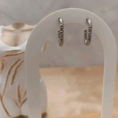Steel Oval Silver Earrings like new, 2 cm