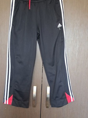 Adidas tracksuit pants used, black and white, age 13-14