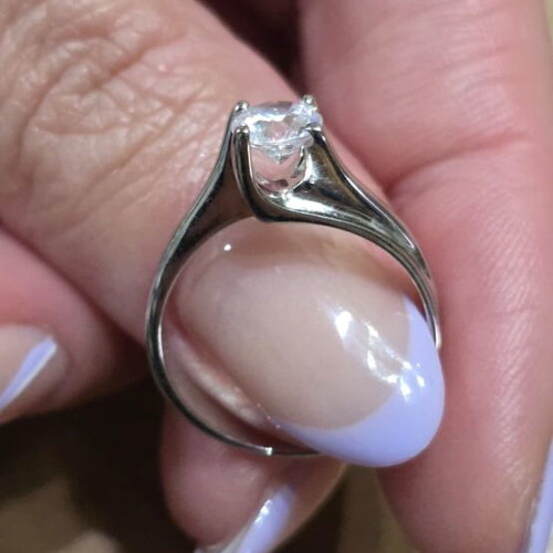 White Gold Solitaire Ring New with Zircon 585 Carat