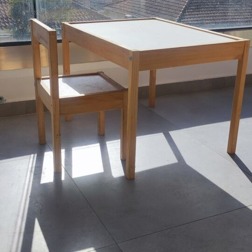 IKEA children's set LAAT and MAMMUT with table, chair and yellow stool