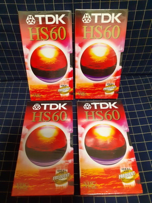 TDK HS60 video cassettes new, pack of 4