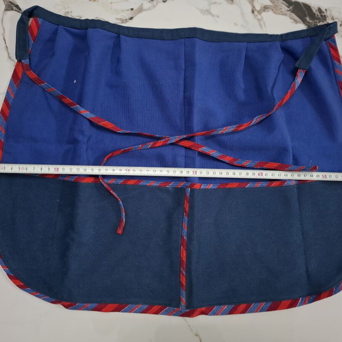 Handmade Waist Apron like new with blue fabric and striped trim