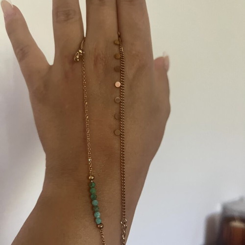 Double chain bracelet with turquoise stones pink gold, like new