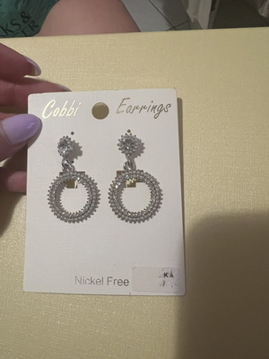 Cobbi silver earrings with rhinestones, stainless steel