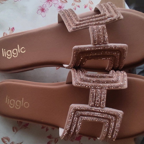 Ligglo bronze sandals with geometric rhinestones, size 42