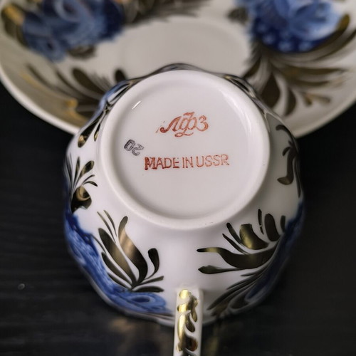 Lomonosov Russian coffee set like new, Golden Garden