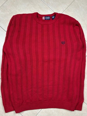 Vintage Chaps men's red sweater M 100% cotton knitted like new