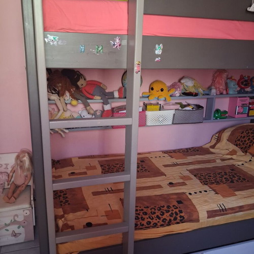 Dominique bunk bed by Mathy by Bols like new with 2 mattresses and guest drawer