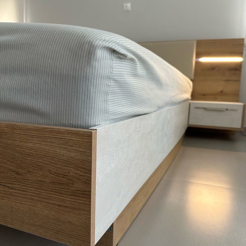 Bedroom set with adjustable touch lighting, storage and lift mechanism used