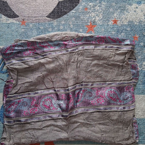 Scarf-shawl like new multicolored with shiny fabric in purple and gray shades