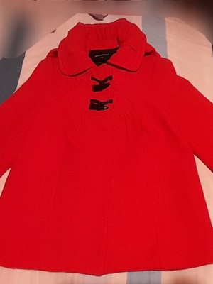 Montgomery coat with hood like new, red, size M