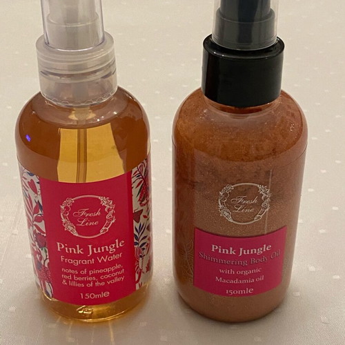 Fresh Line Pink Jungle set new with fragrant water and shimmering body oil