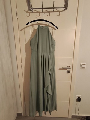 Vila halterneck maxi dress in pistachio green, like new