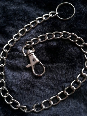Metal chain 35cm like new, silver with clip and ring