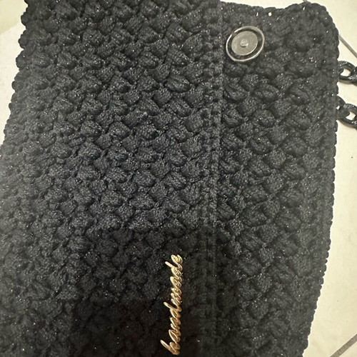 Handmade bag in black thread with glitter new