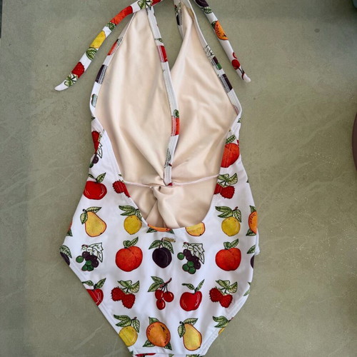Wildfox Retro Fruit Print Halter One-Piece Swimsuit like new, size S