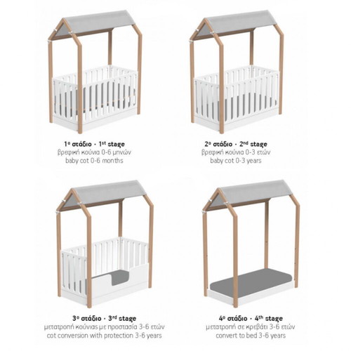 Casa Baby La Maison Convertible Baby Cot with Greco Strom Mattress like new