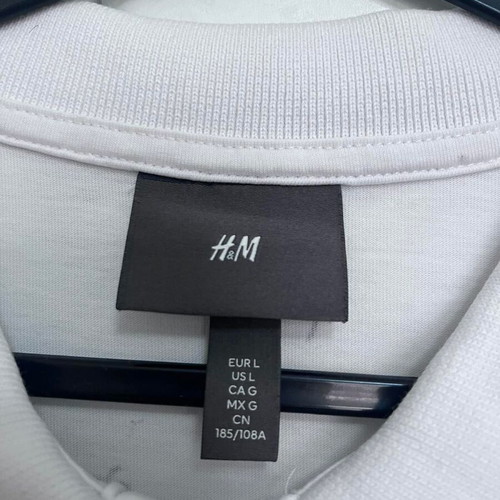 Men's short-sleeve H&M polo shirt white with black palm trees size L new