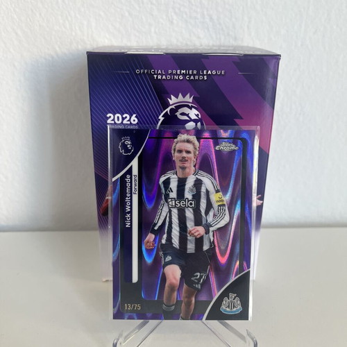 Nick Woltemade 2026 Topps Chrome Premier League Newcastle United Purple Wave Card 13/75