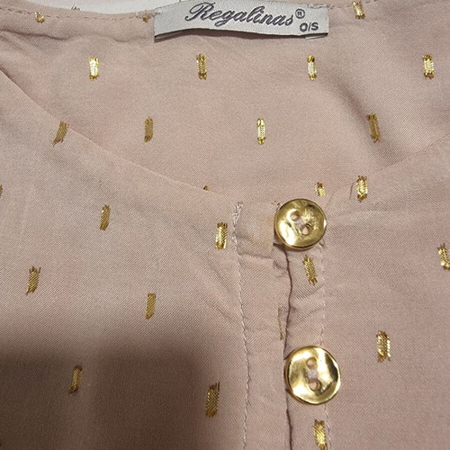 Regalinas women's blouse one size new dusty pink with gold details