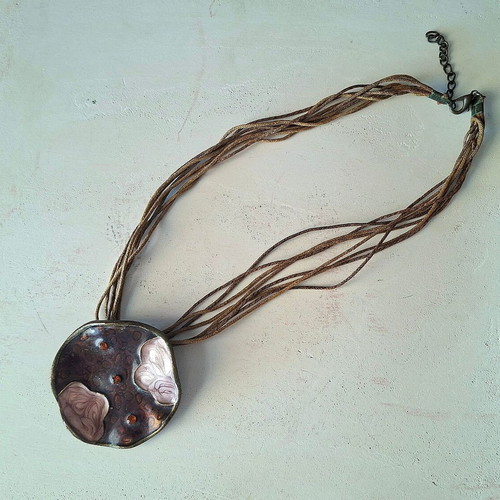 Brown and pink multi-strand necklace