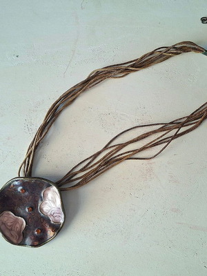 Brown and pink multi-strand necklace