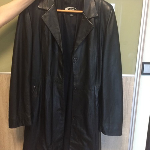 Leather coat used, black, size M