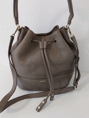 DKNY leather women's crossbody bag like new, gray beige
