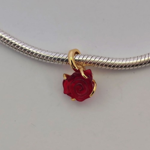 Charm Beauty & Beast enchanted rose with 14K gold plating