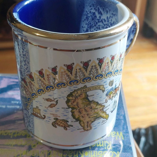 Zakynthos Porcelain Cup Mug like new with Gold Details