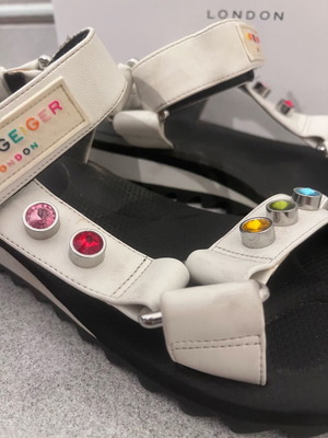 Kurt Geiger white sandals like new with decorative stones
