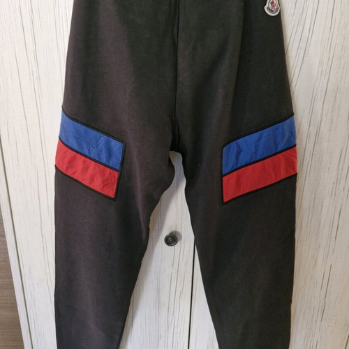 Moncler boys' sweatpants like new, black with red and blue stripes