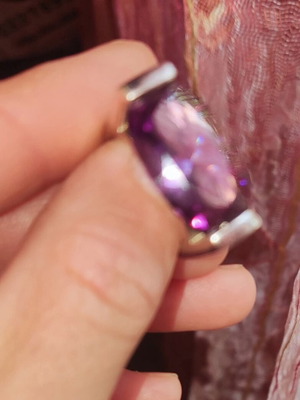 Vintage silver ring 925°, size 6.5, like new, purple