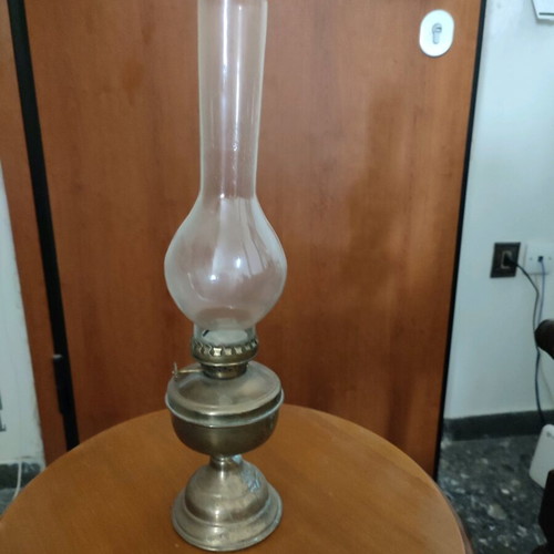 Oil lamp used, copper, 1950s vintage