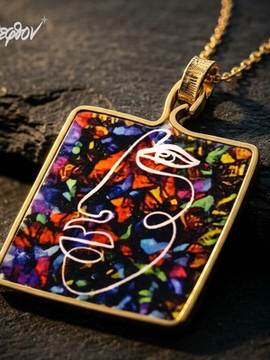 Κολιέ Facies Nigra καινούργιο πολύχρωμο χειροποίητο υποαλλεργικό