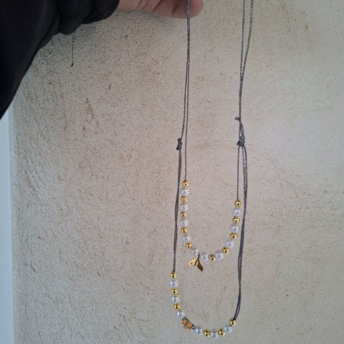 Double women's necklace with mermaid tail like new, multicolor