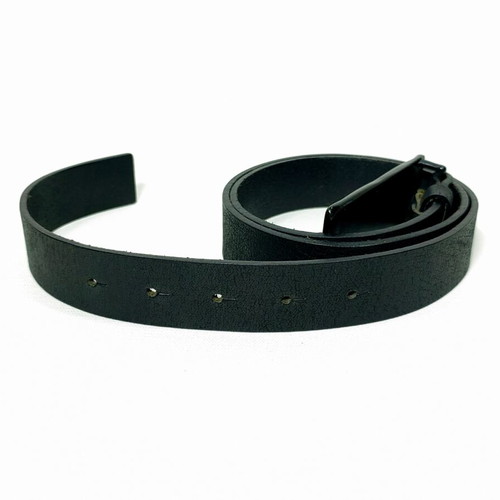 Ilaria Nistri Avant-Garde Black Leather Belt with Covered Buckle, Size 90